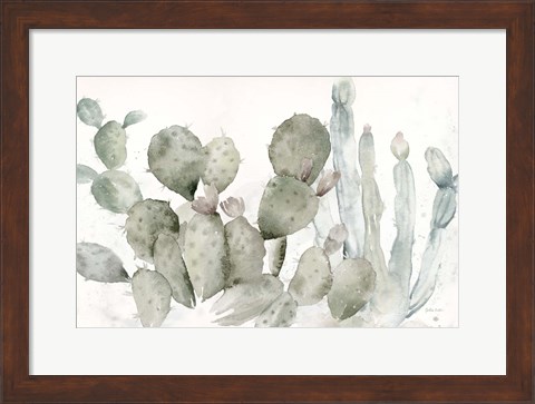 Framed Cactus Garden Landscape Black/White Print