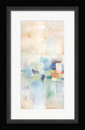 Framed Teal Abstract Panel I Print