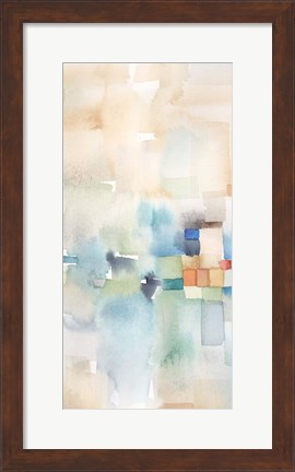 Framed Teal Abstract Panel I Print