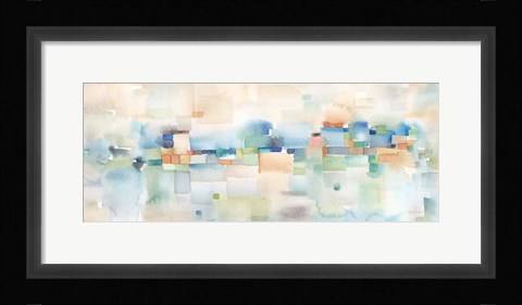 Framed Teal Abstract Horizontal Print