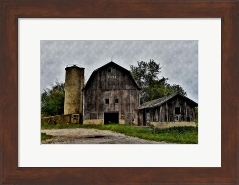 Framed Old Barn and Silo Print