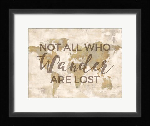 Framed Rustic World Map Cream-Wander Print