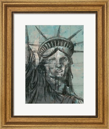 Framed Statue Of Liberty Charcoal Print