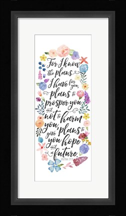 Framed Floral Bible Verse Panel I Print