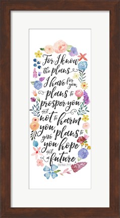 Framed Floral Bible Verse Panel I Print
