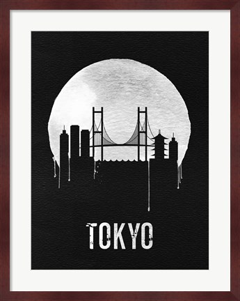 Framed Tokyo Skyline Black Print