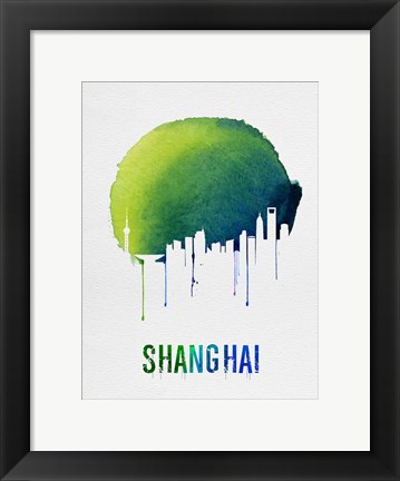Framed Shanghai Skyline Blue Print