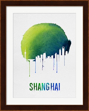 Framed Shanghai Skyline Blue Print