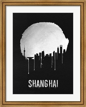 Framed Shanghai Skyline Black Print