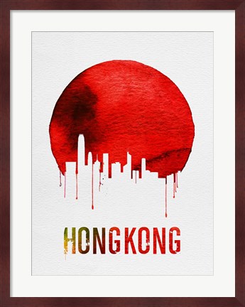 Framed Hong Kong Skyline Red Print