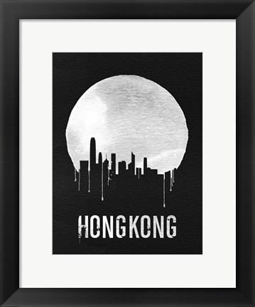 Framed Hong Kong Skyline Black Print