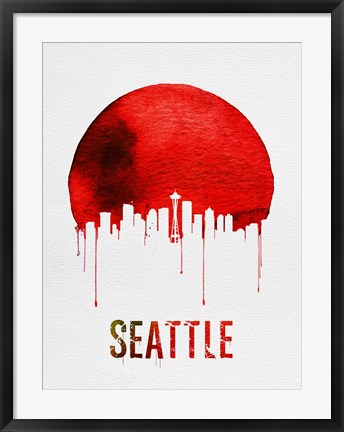 Framed Seattle Skyline Red Print