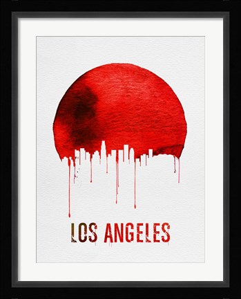Framed Los Angeles Skyline Red Print