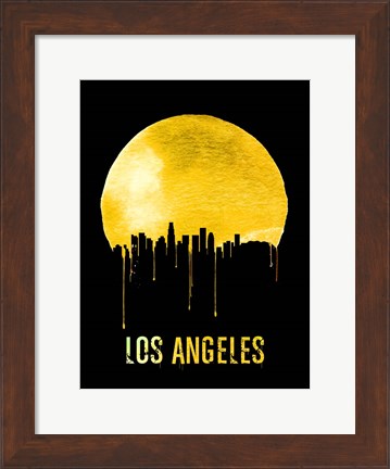 Framed Los Angeles Skyline Yellow Print