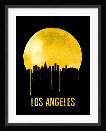 Framed Los Angeles Skyline Yellow Print