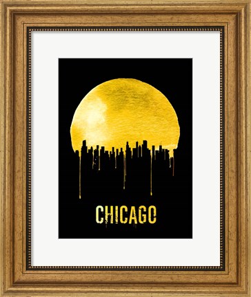 Framed Chicago Skyline Yellow Print
