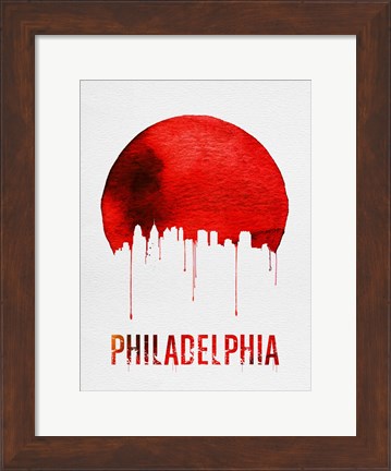 Framed Philadelphia Skyline Red Print