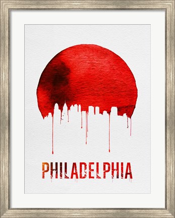 Framed Philadelphia Skyline Red Print