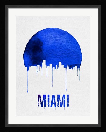 Framed Miami Skyline Blue Print