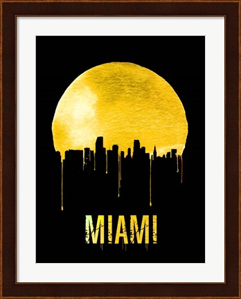 Framed Miami Skyline Yellow Print