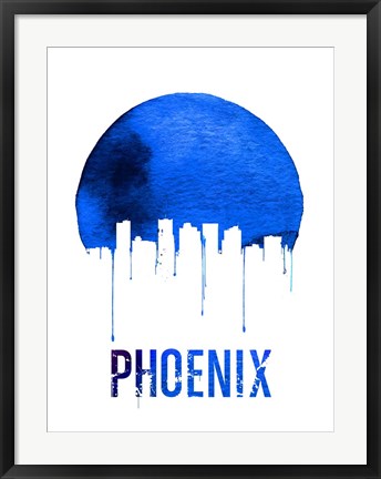 Framed Phoenix Skyline Blue Print