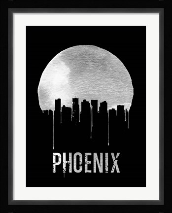 Framed Phoenix Skyline Black Print