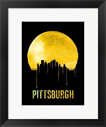 Framed Pittsburgh Skyline Yellow Print