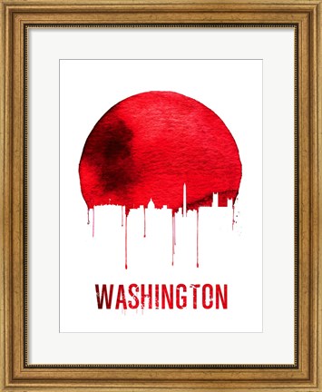 Framed Washington Skyline Red Print