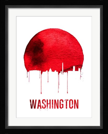 Framed Washington Skyline Red Print