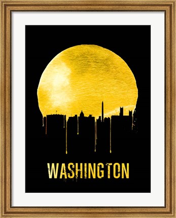 Framed Washington Skyline Yellow Print