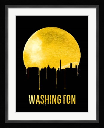 Framed Washington Skyline Yellow Print