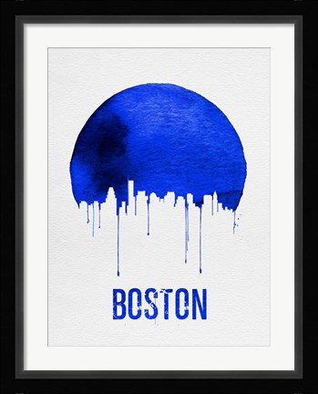 Framed Boston Skyline Blue Print