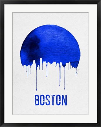 Framed Boston Skyline Blue Print