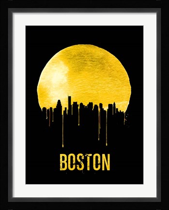 Framed Boston Skyline Yellow Print