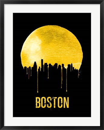 Framed Boston Skyline Yellow Print