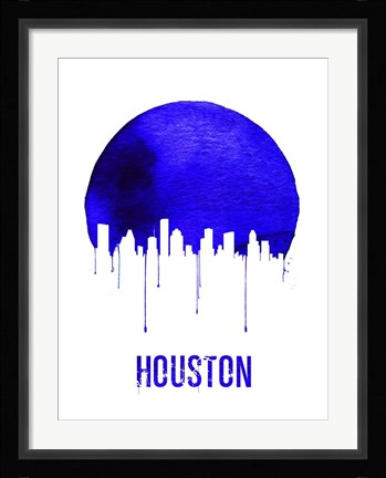 Framed Houston Skyline Blue Print