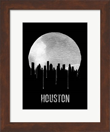 Framed Houston Skyline Black Print