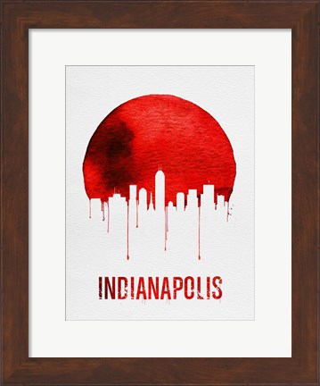 Framed Indianapolis Skyline Red Print