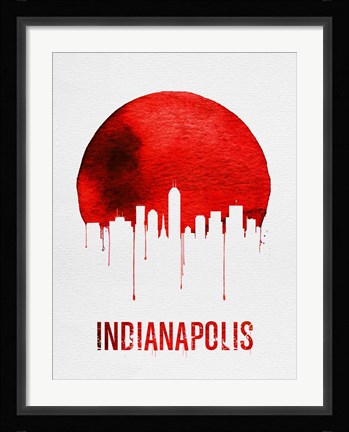 Framed Indianapolis Skyline Red Print