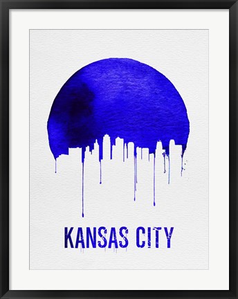 Framed Kansas City Skyline Blue Print