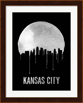 Framed Kansas City Skyline Black Print