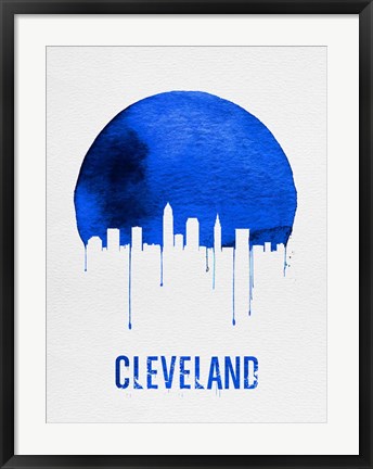Framed Cleveland Skyline Blue Print