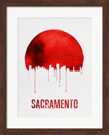 Framed Sacramento Skyline Red Print