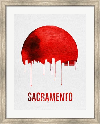 Framed Sacramento Skyline Red Print