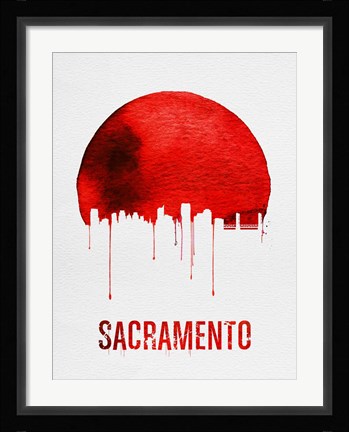 Framed Sacramento Skyline Red Print
