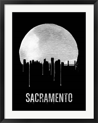 Framed Sacramento Skyline Black Print