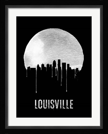 Framed Louisville Skyline Black Print
