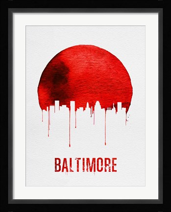 Framed Baltimore Skyline Red Print