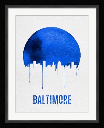 Framed Baltimore Skyline Blue Print