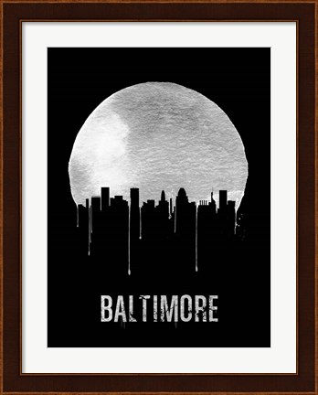 Framed Baltimore Skyline Black Print